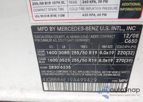 2009 Mercedes-Benz Ml 350 4Matic from USA, damaged, VIN 4JGBB86E19A499429